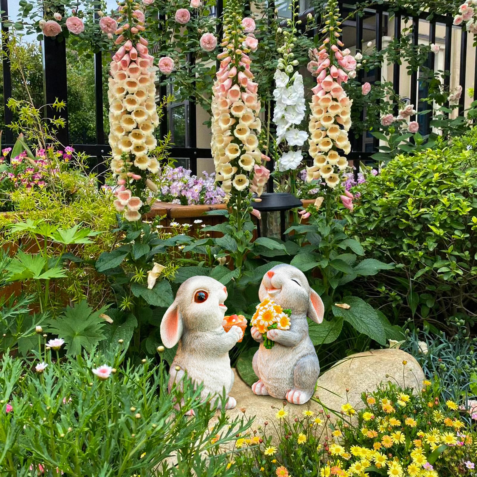 WONDHOME garden decor bunny sculpture enhances yard accents