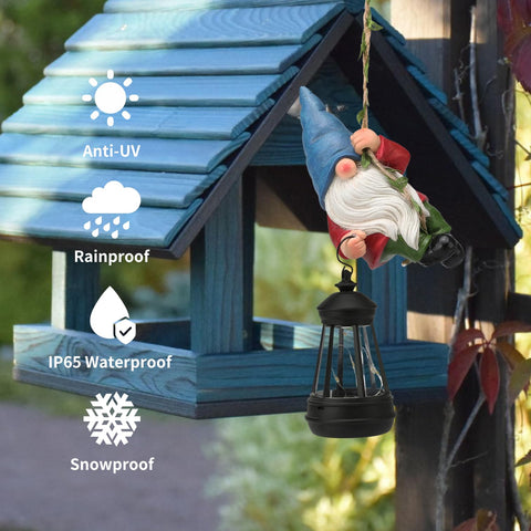 WONDHOME garden gnome lit at night emits a soft warm glow