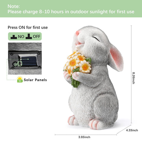 WONDHOME sunflower-held rabbit figurine suited for bright spring porch decor