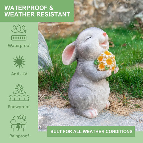 WONDHOME weatherproof resin rabbit withstands rain and sun