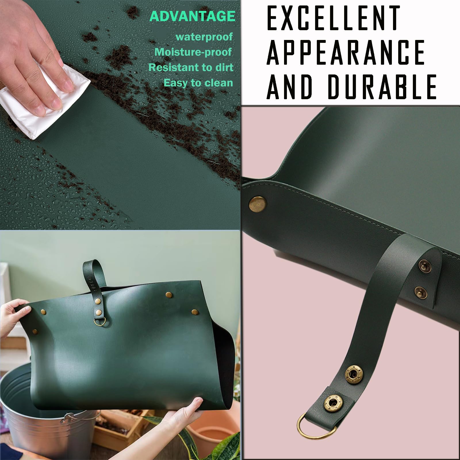 WondMall foldable potting tray with storage strap for easy stowaway