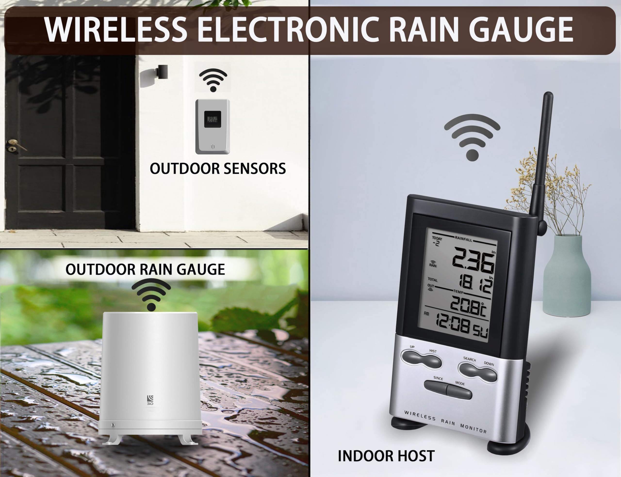 WondMall indoor display shows rainfall and temperature at a glance.