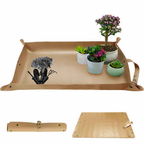 WondMall leather plant repotting mat 30x18 inches for mess-free potting