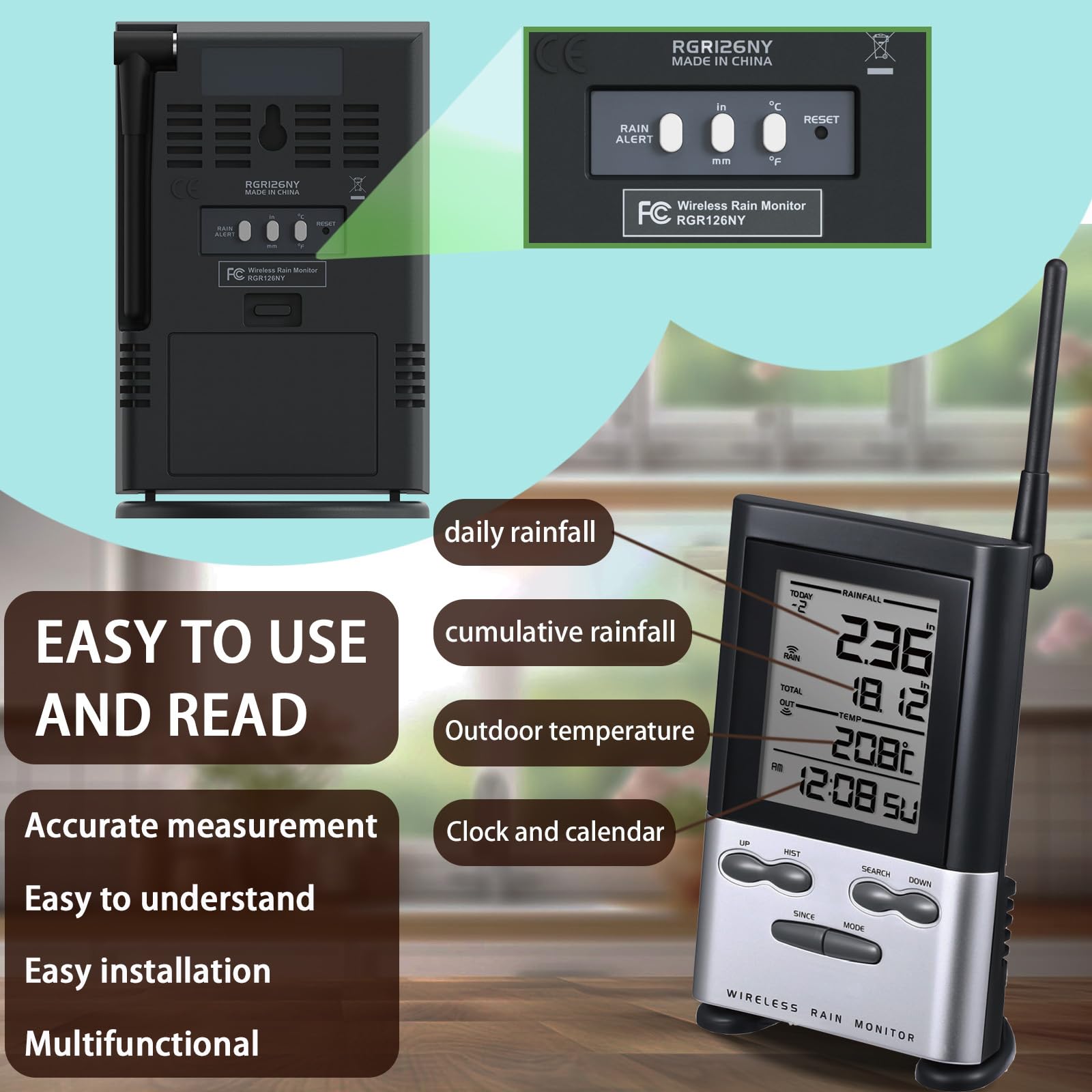 WondMall 0.1 mm resolution provides precise rainfall data.