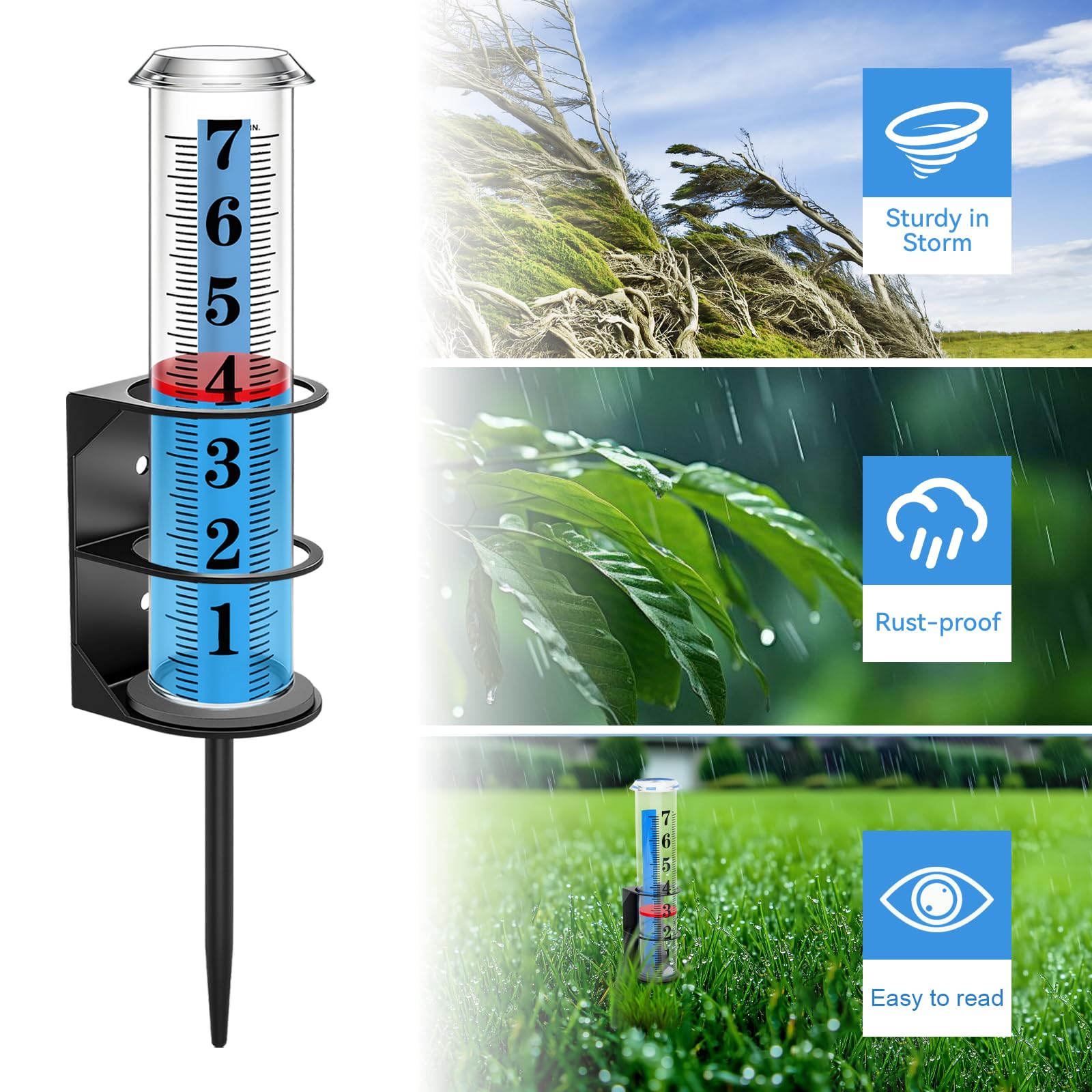 WondMall rain gauge post mount installation shows easy setup