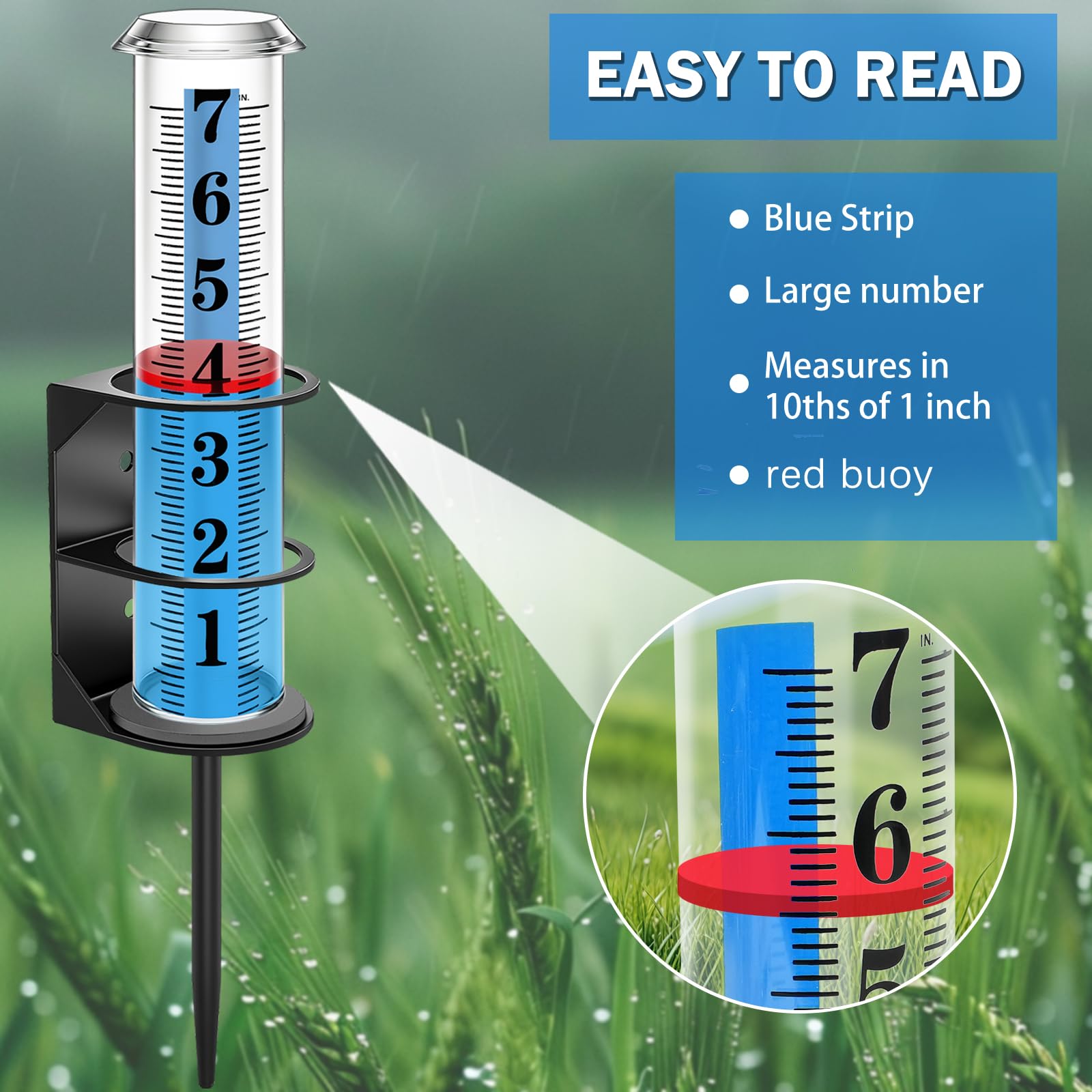 WondMall rain gauge red float visible for easy reading