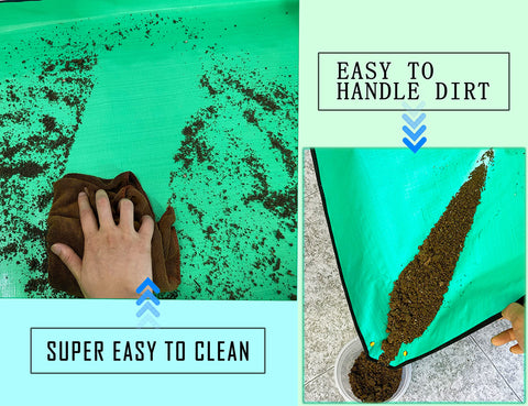 WondMall repotting mat copper corner buckles reduce splash and keep the workspace cleaner.