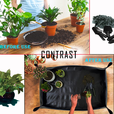 WondMall repotting mat waterproof safeguards clothes from water and soil splashes.