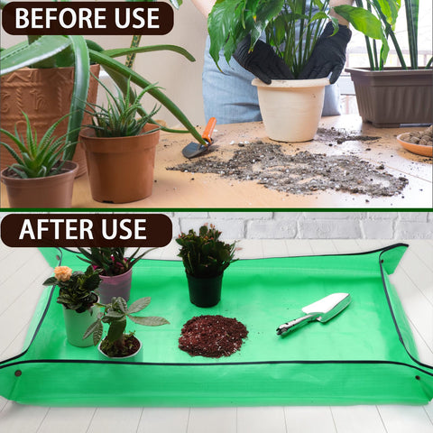 WondMall waterproof potting mat foldable for easy transport and mess-free repotting.
