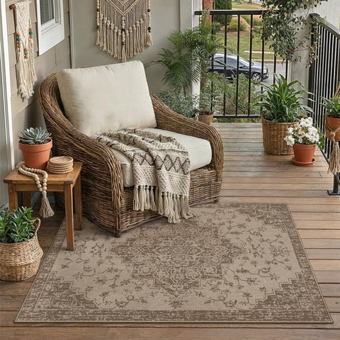 WondRg Easy Jute Outdoor Rug front view showing durable texture for busy entrances