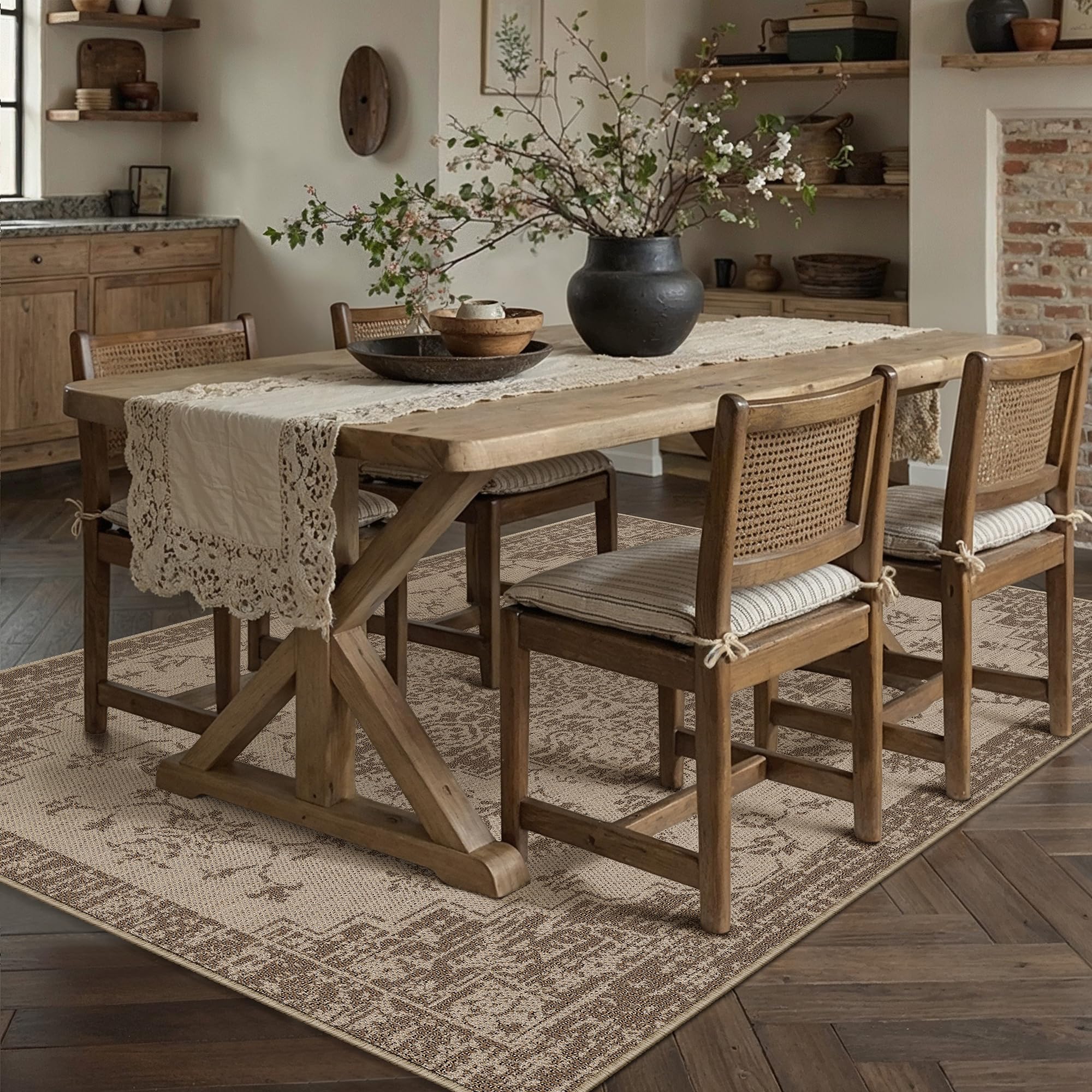 WondRg Easy Jute Outdoor Rug kitchen area addition adds subtle color without clutter