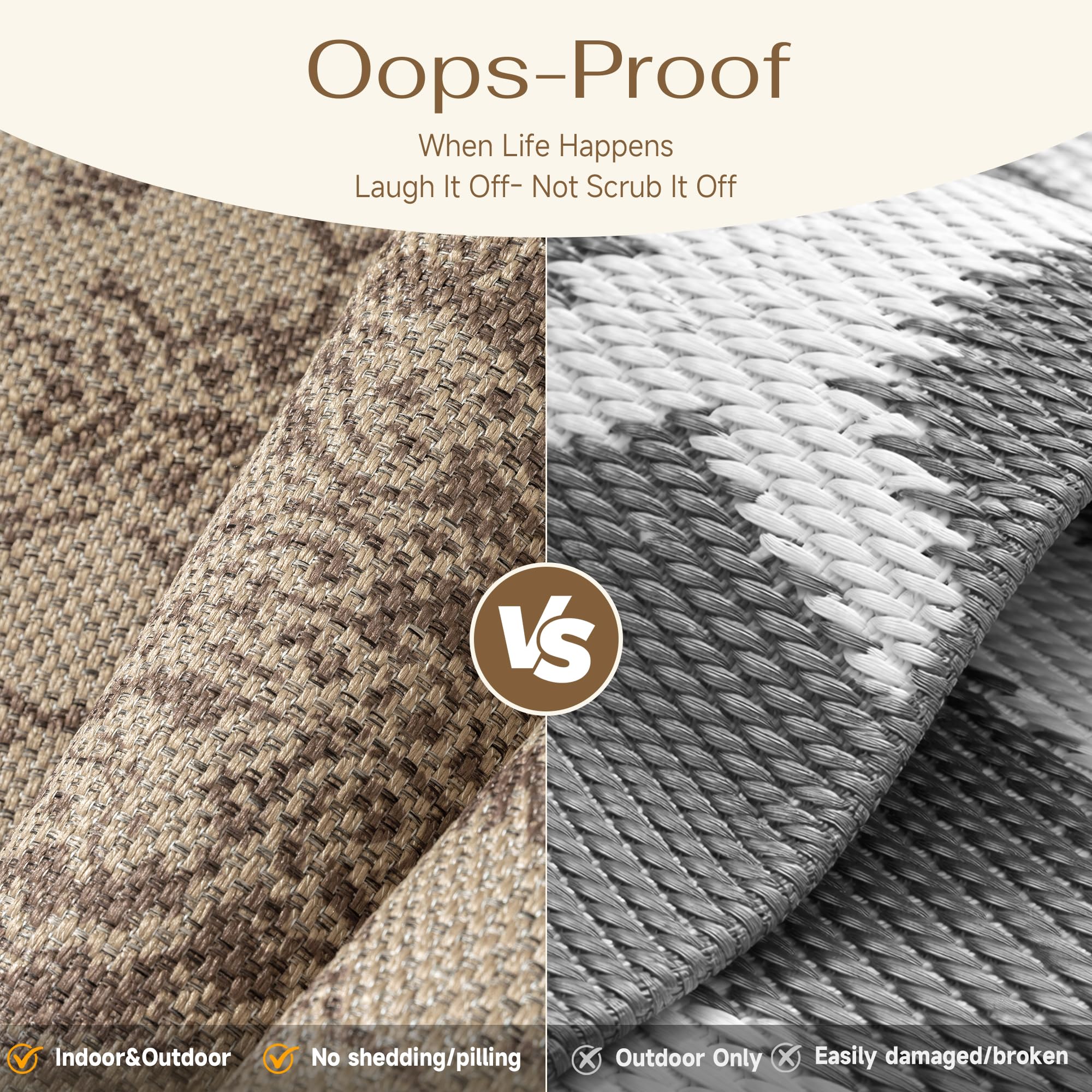 WondRg Easy Jute Outdoor Rug living room styling with low-profile comfort