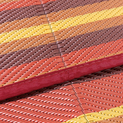 WondRg patio mat on porch or deck with UV resistance and color-rich stripe.