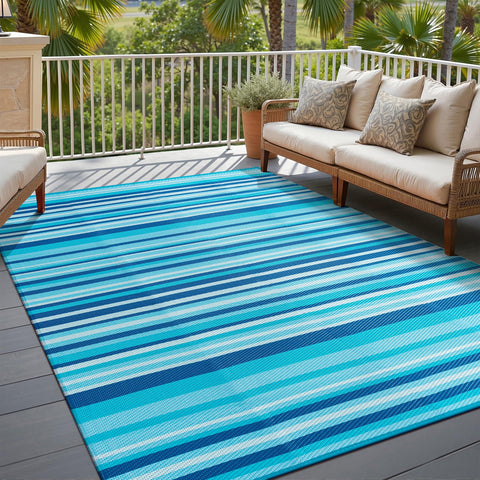 WondRg reversible stripe design rug for versatile patio styling