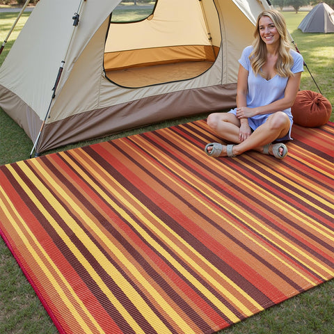 WondRg reversible stripe design rug showing two looks for versatile styling.