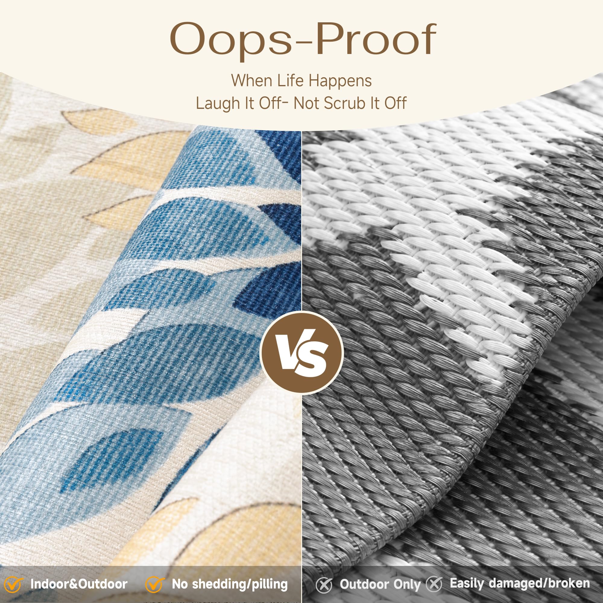WondRg waterproof, fade-resistant rug ready for sun and moisture.