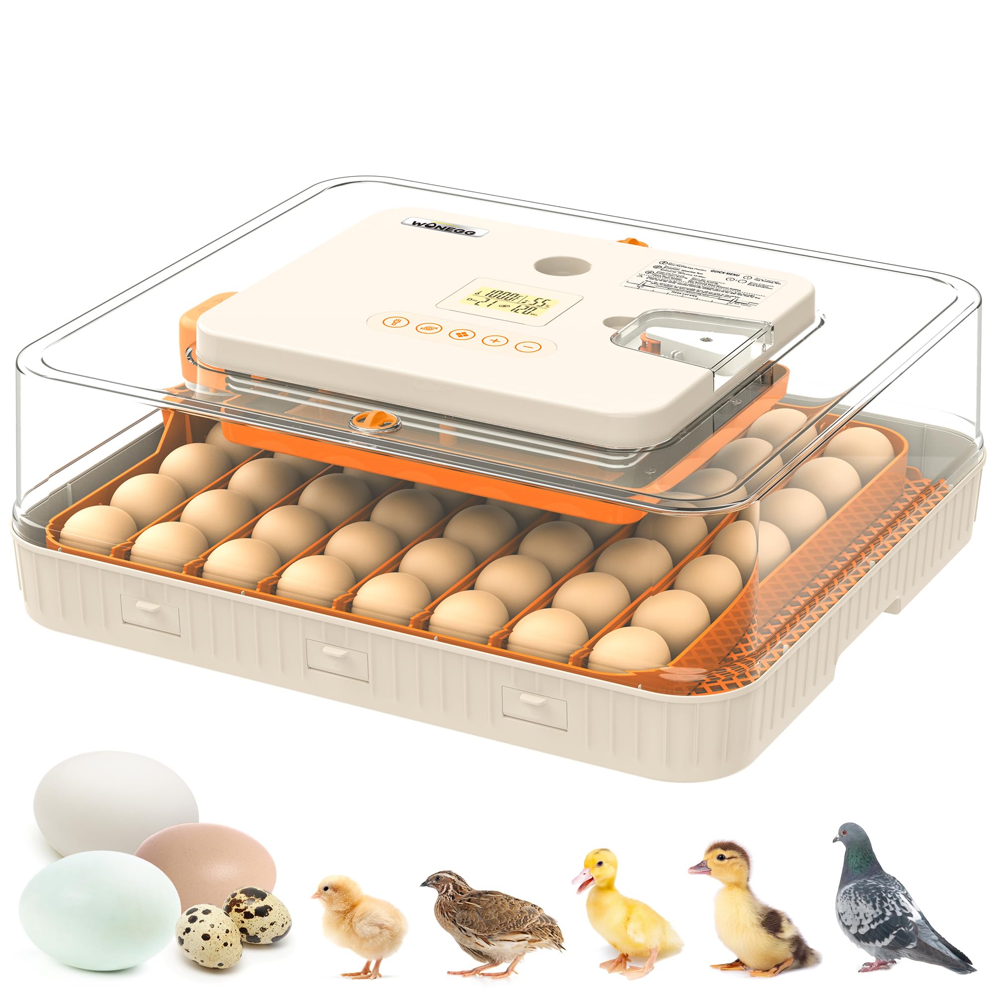 WONEGG 56 Eggs Incubator humidity-control shows precise moisture for stable hatch conditions.