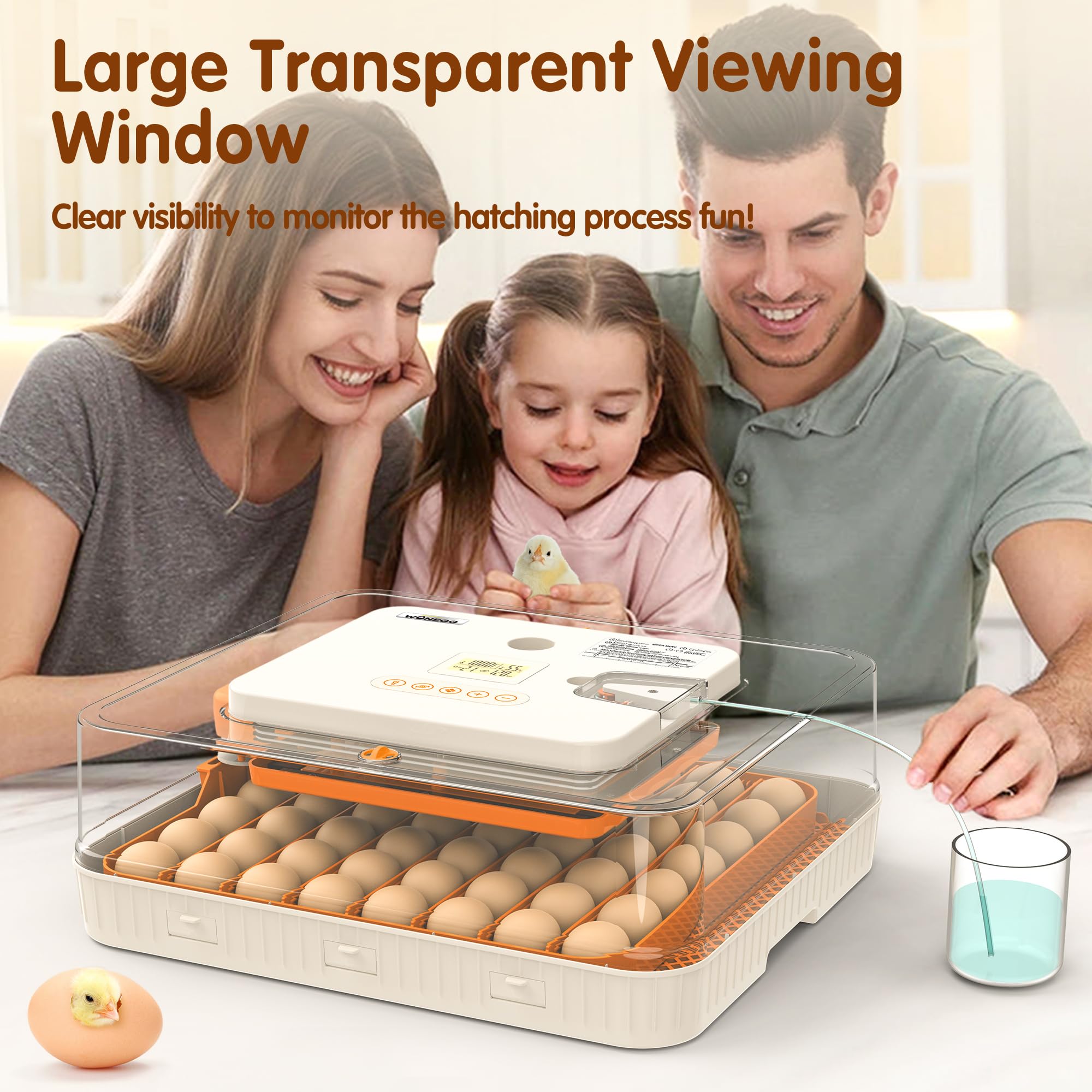 WONEGG 56 Eggs Incubator smart-presets adapts settings for different egg types.
