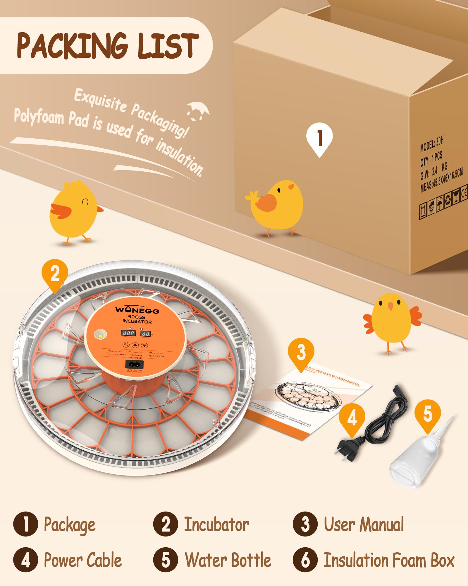 WONEGG incubator supports chicken, quail, and parrot eggs for hobbyists