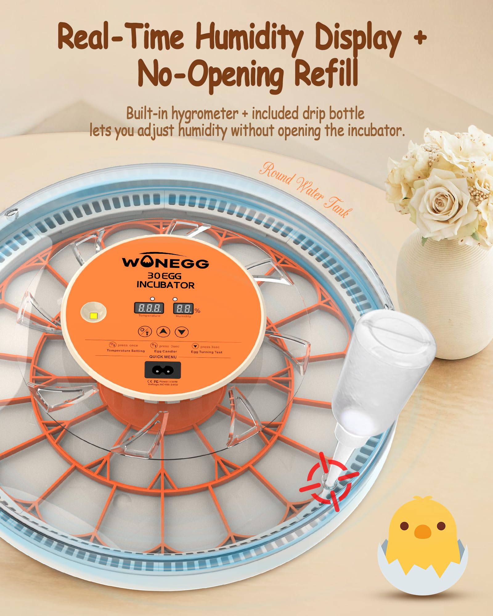 WONEGG LED candling light lets you monitor progress without heat risk.
