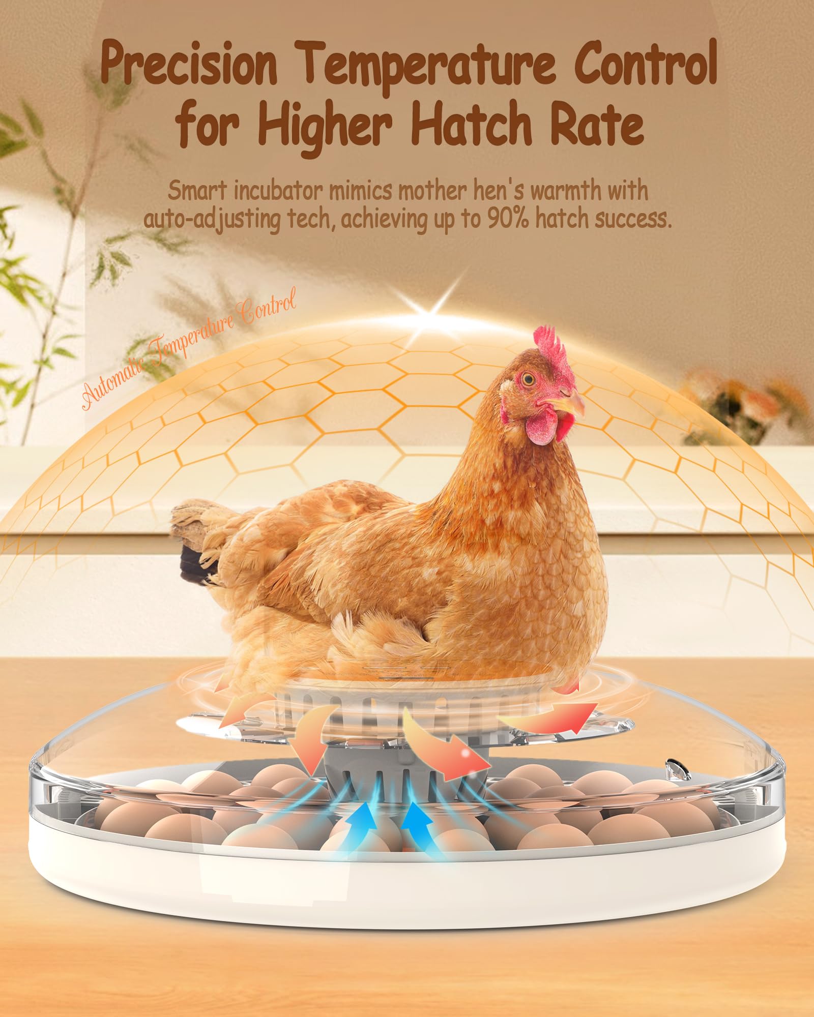 WONEGG temperature control panel enables precise climate for consistent hatching.