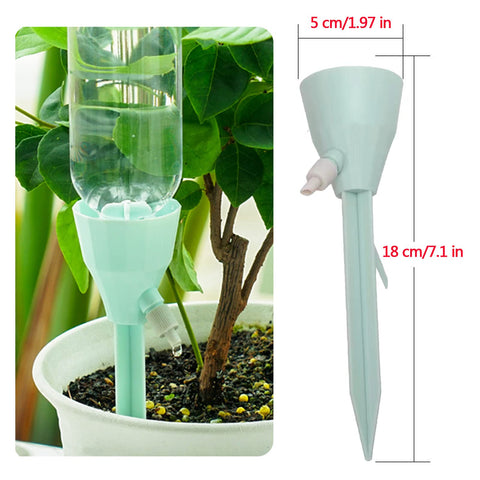 Wonglea self-watering spike shows bottle connection compatibility with common bottles