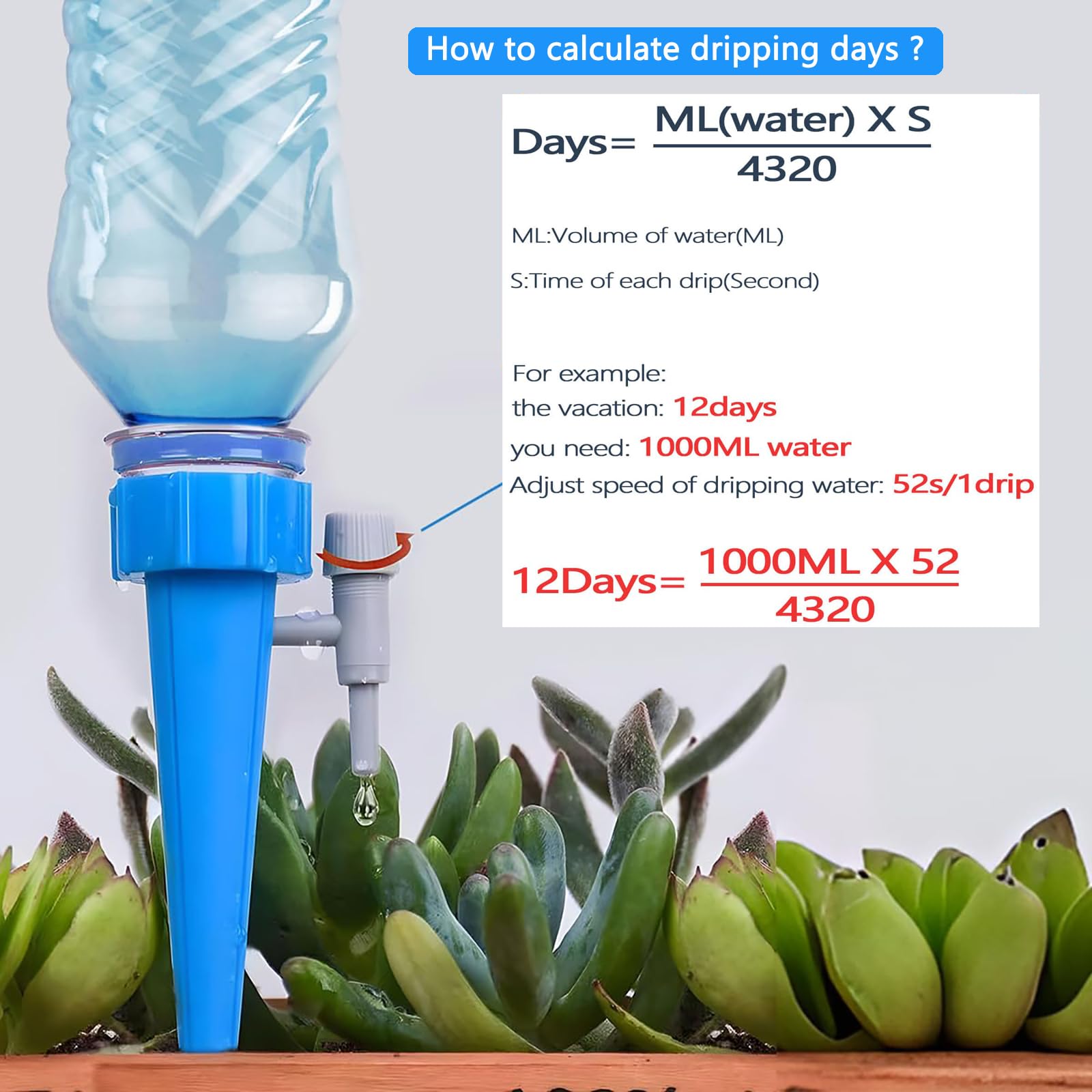 Wonglea adjustable valve controls drip rate for precise watering.