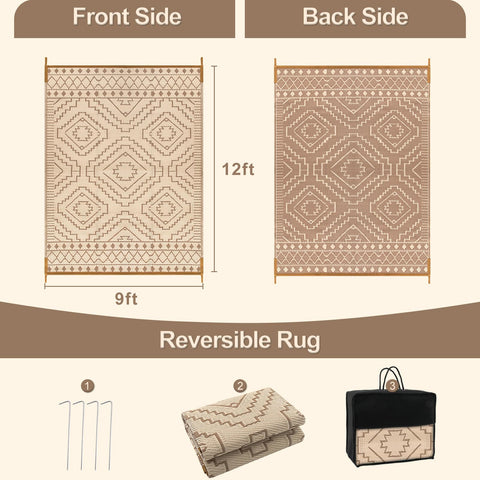 Wonnitar outdoor rug reversible design for dual color options.