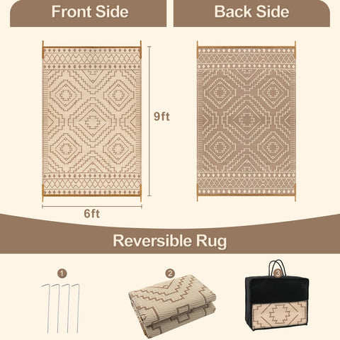 Wonnitar Outdoor Rug reversible-pattern offers two looks for balcony styling.