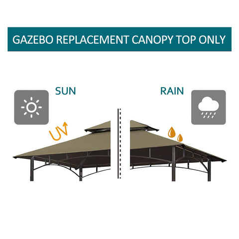 Wonwon UV-protected, water-repellent khaki canopy keeps outdoor area dry.