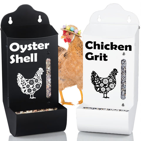 Woobud CluckRoots view window feeder shows supplement levels for easy monitoring.