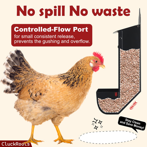 Woobud CluckRoots wall-mount feeder keeps grit and shells within reach for chores.