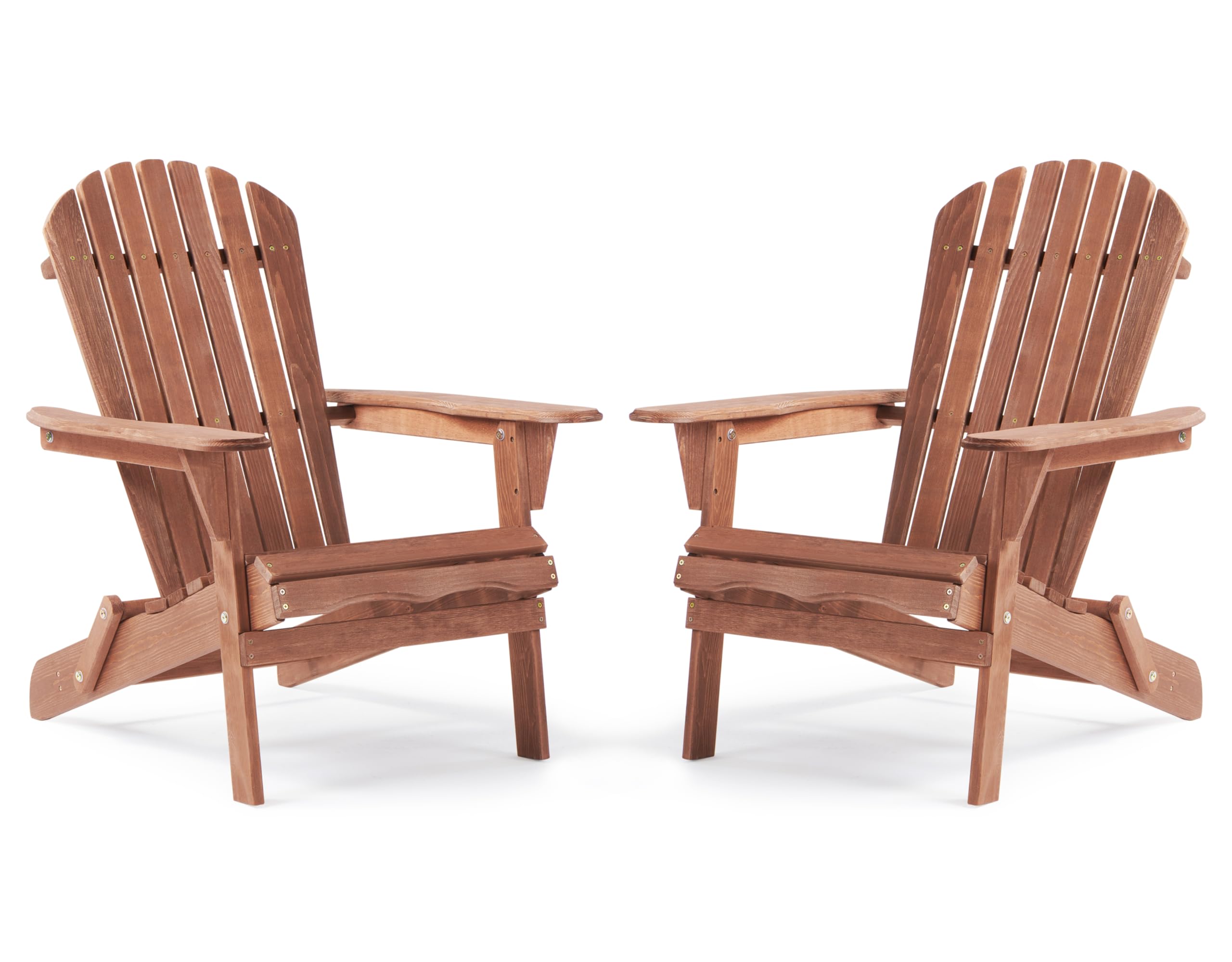 Wood-Natrl folding Adirondack chairs set; compact for small patios and easy storage.