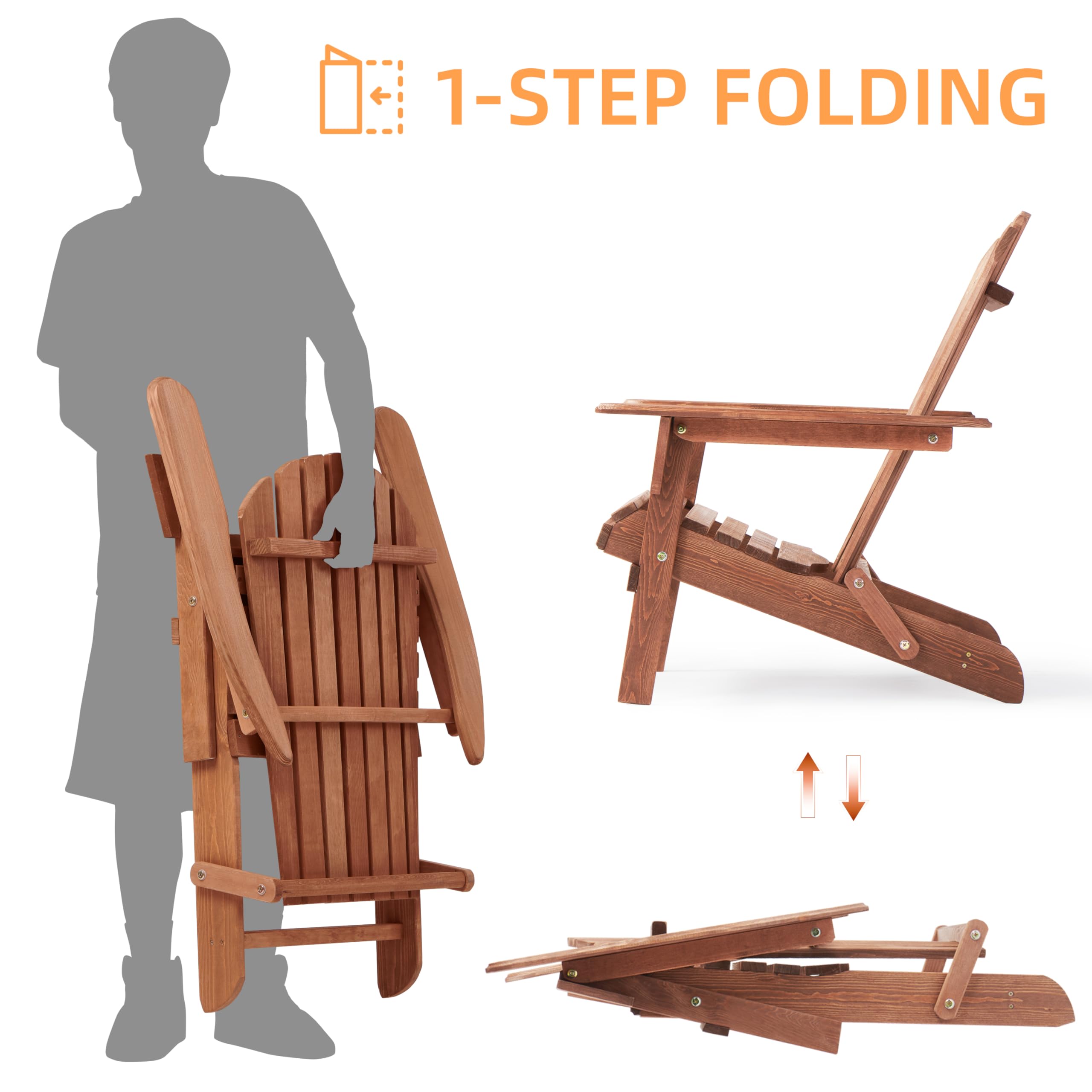 Wood-Natrl wide seat and tall backrest for comfortable outdoor relaxation.