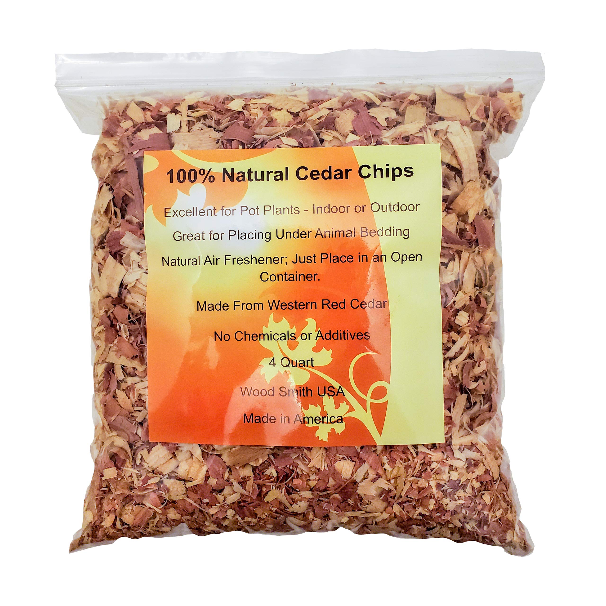 Wood Smith USA cedar shavings bag open for mulch and moisture control