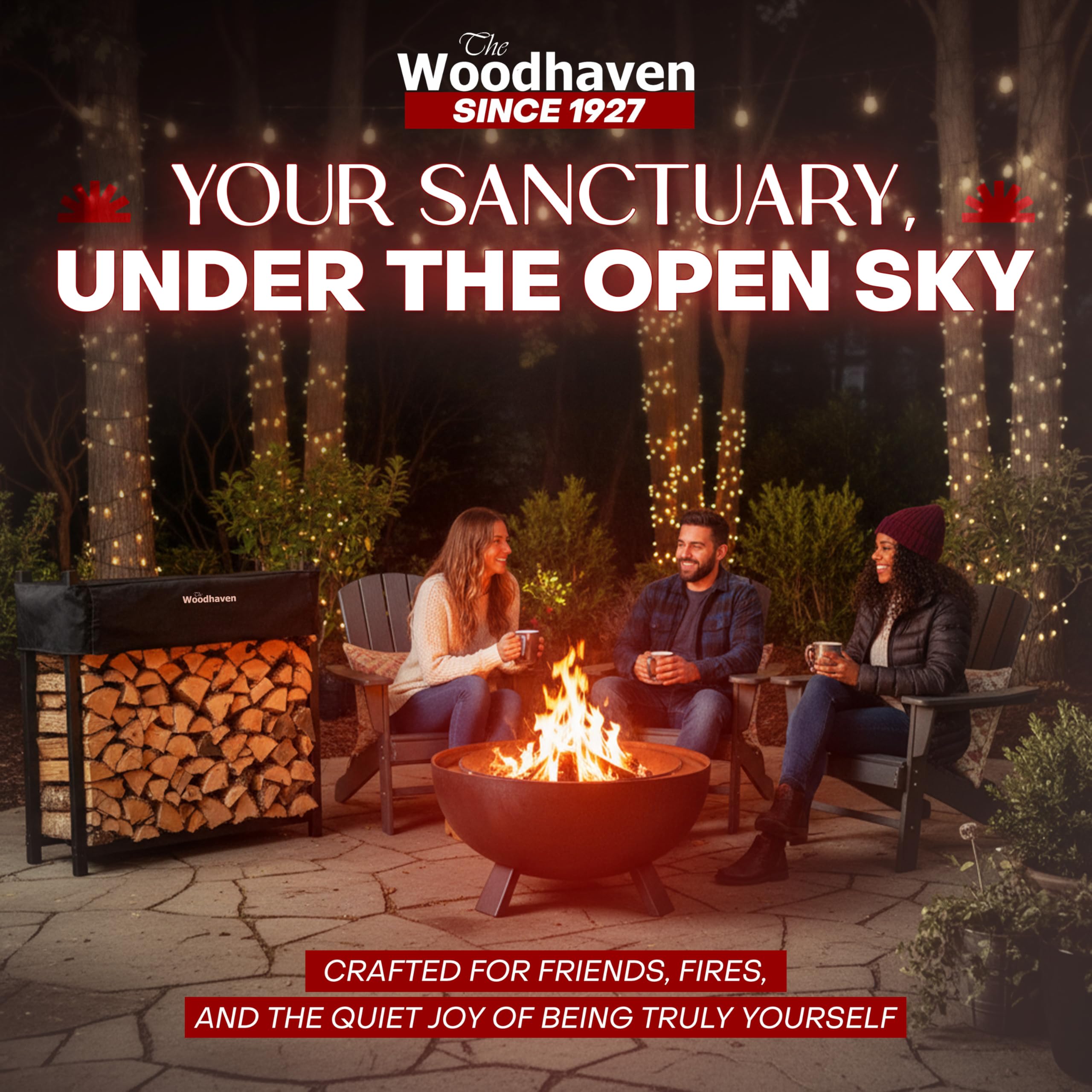 Woodhaven seasoning cover protects the top layer from rain and snow.
