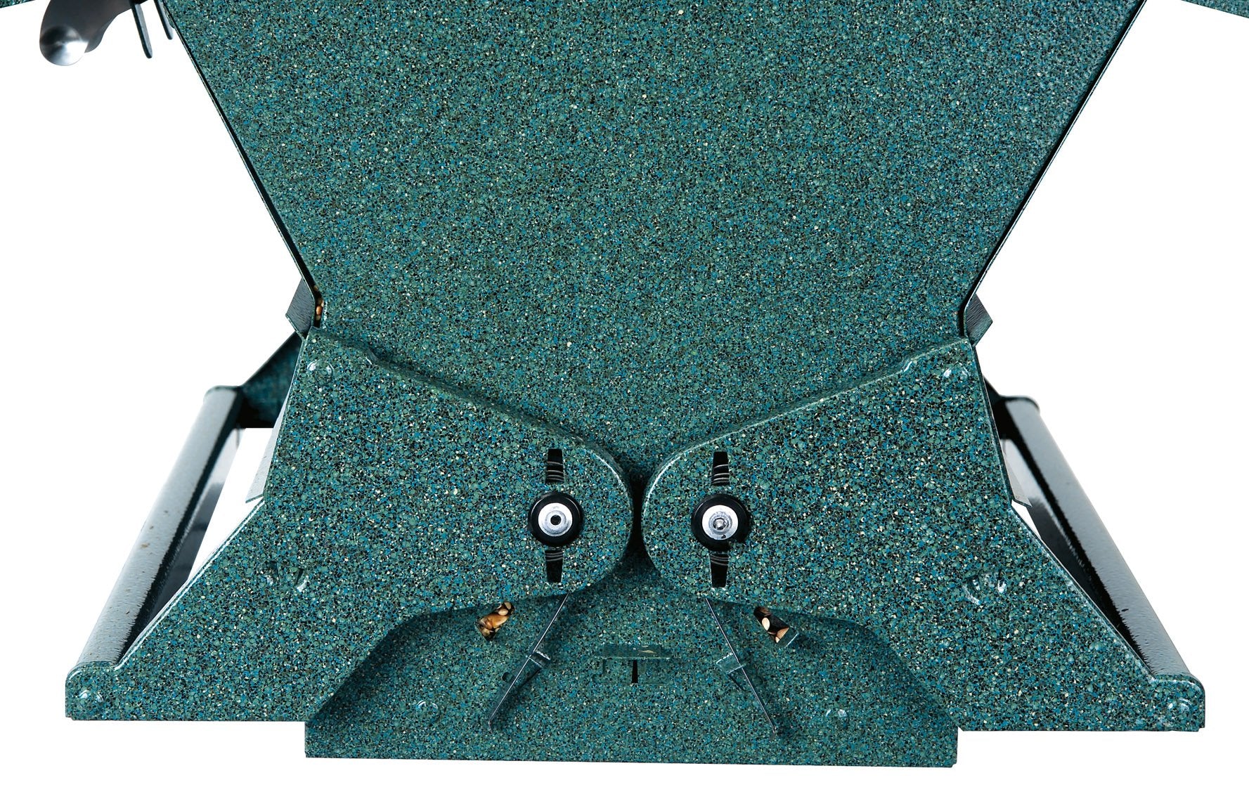 Woodlink Absolute II seed hopper and overhang keep seed dry in rain.