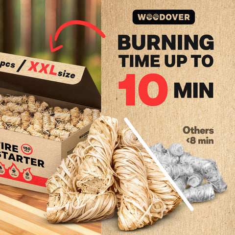 Woodover fire starter lighting action showing fast ignition.