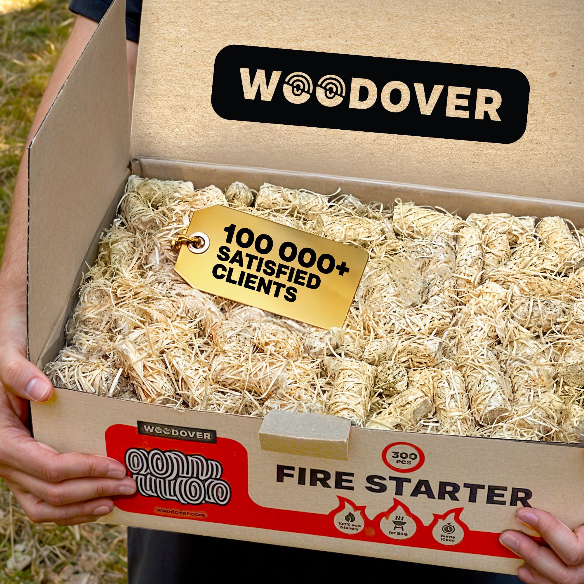 Woodover fire-starters for campfire ready to spark outdoor warmth.