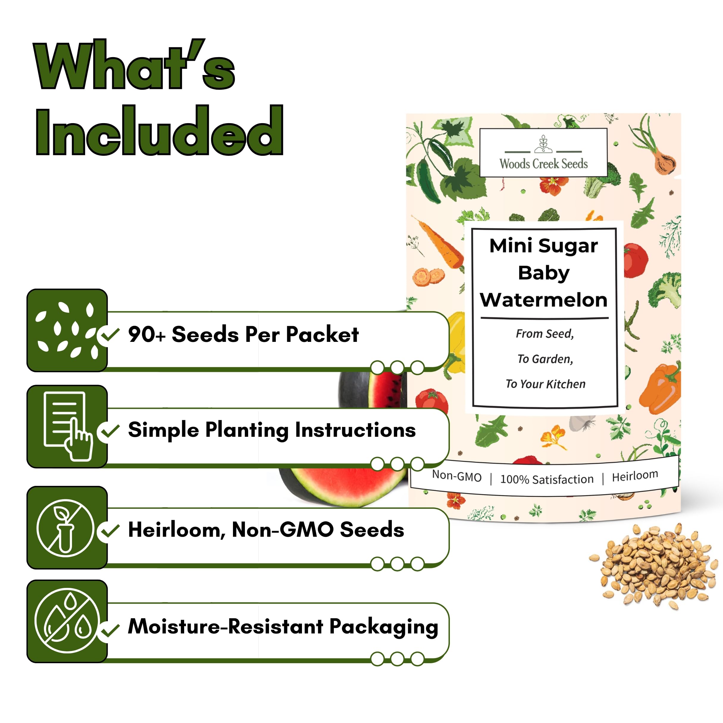Woods Creek Seeds Sugar Baby germination guide image, helpful start for home gardens