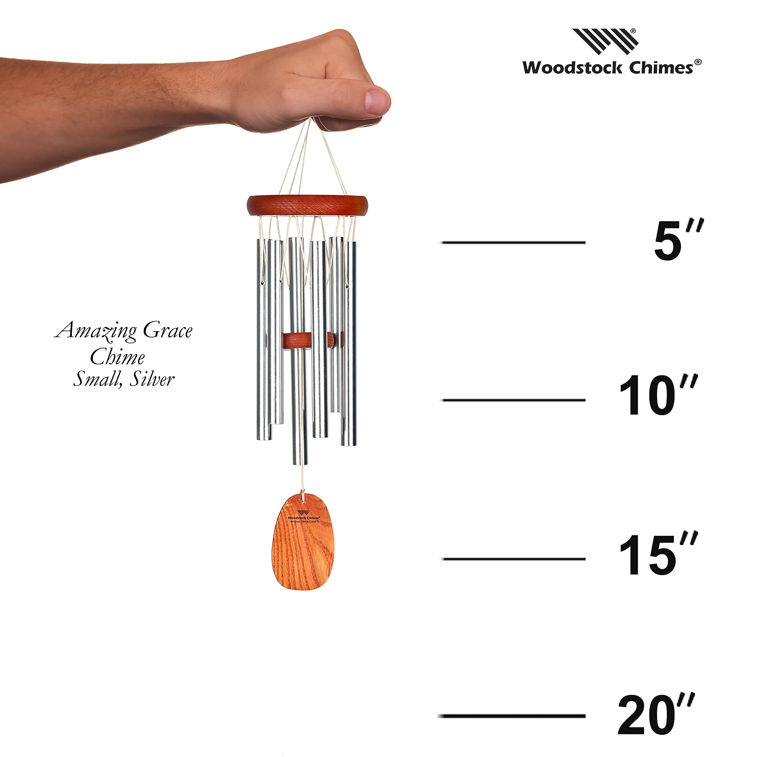 Woodstock Chimes Amazing Grace wind chime with removable windcatcher for personalization