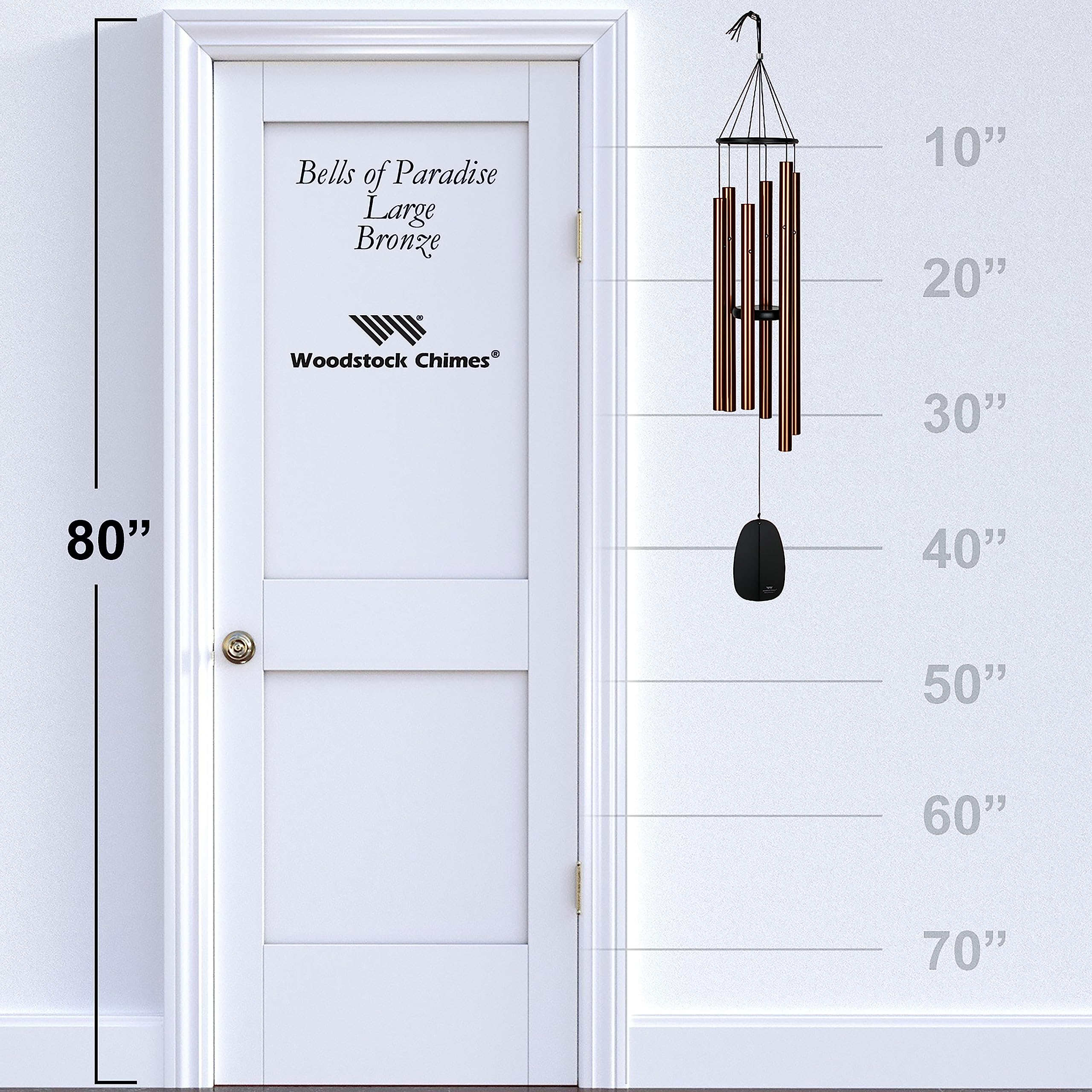 Woodstock Chimes Bronze Large Bells of Paradise wind catcher detail showing weather resistance.