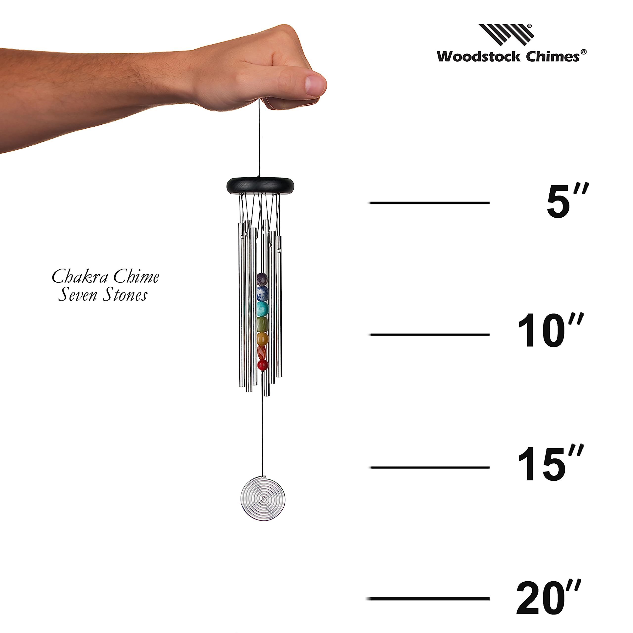 Woodstock Chimes Chakra Seven Stones wind catcher detail highlighting colorful accents for mood enhancement