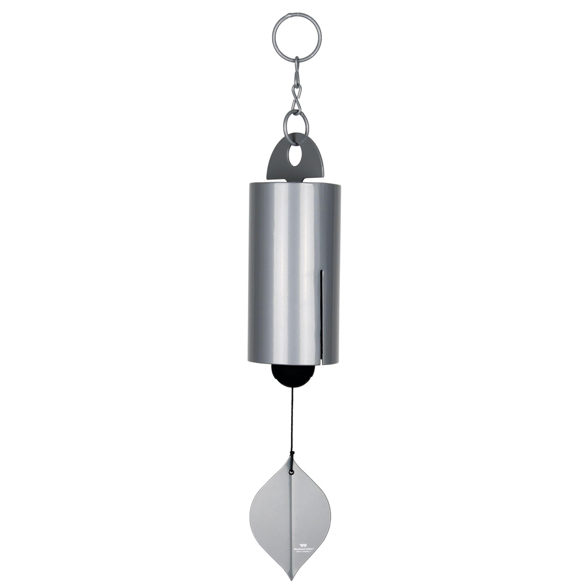 Woodstock Chimes Heroic Windbell 24-inch silver in sunlight provides a soothing outdoor ambience.