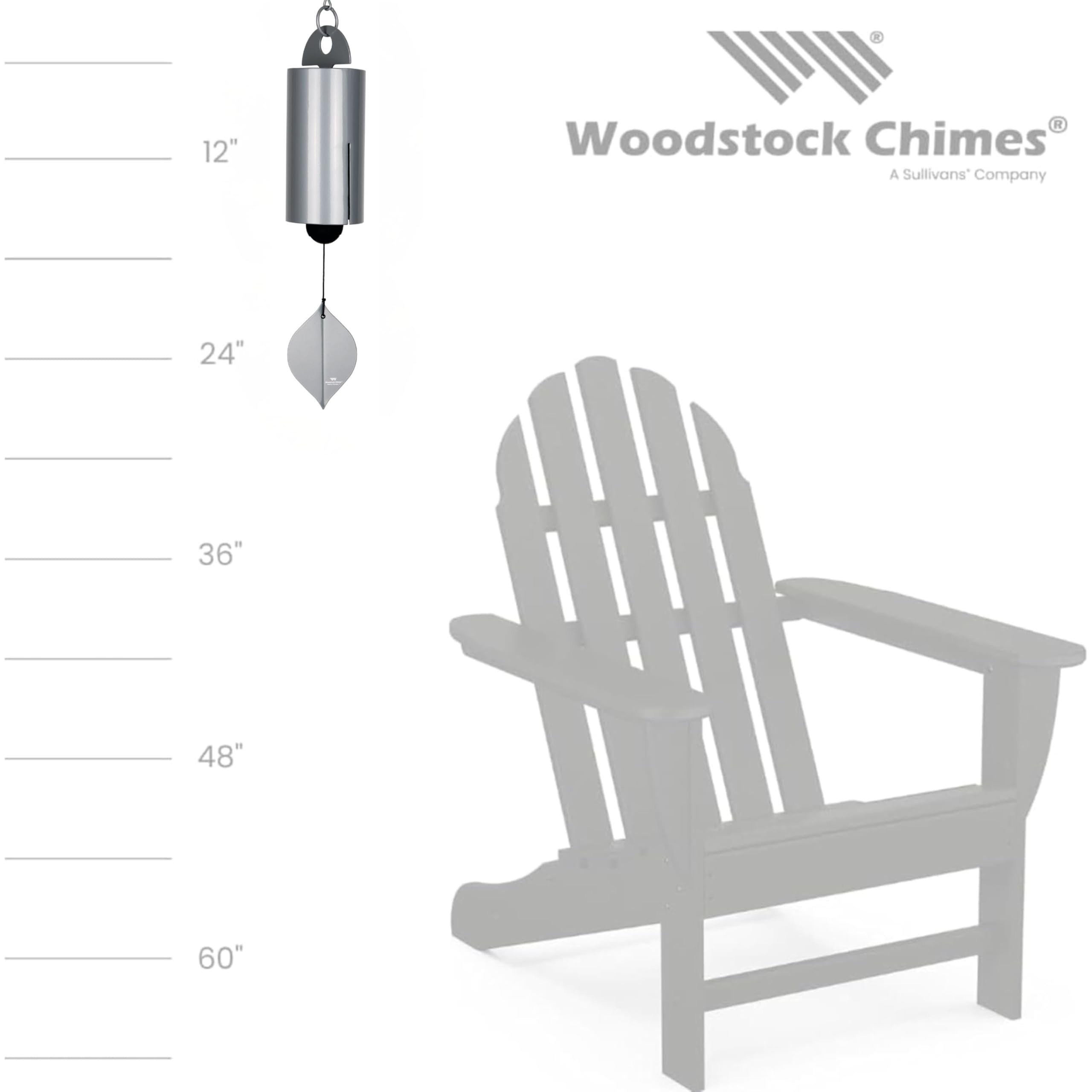 Woodstock Chimes Heroic Windbell harbor gray finish adds refined style to an entryway.