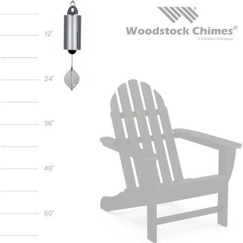 Woodstock Chimes Heroic Windbell harbor gray finish adds refined style to an entryway.