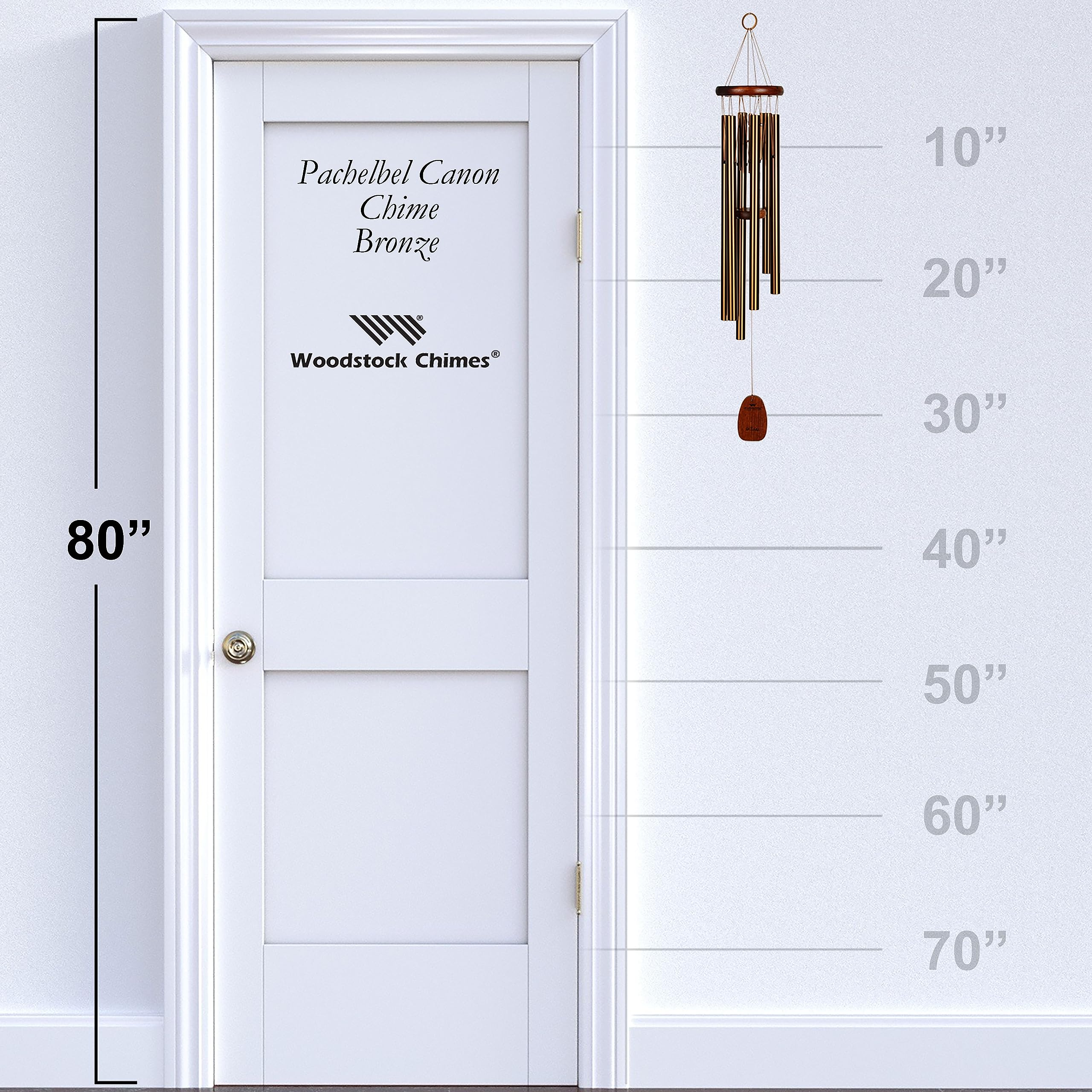 Woodstock Chimes Pachelbel Canon Bronze 32inch windcatcher enhances outdoor decor.