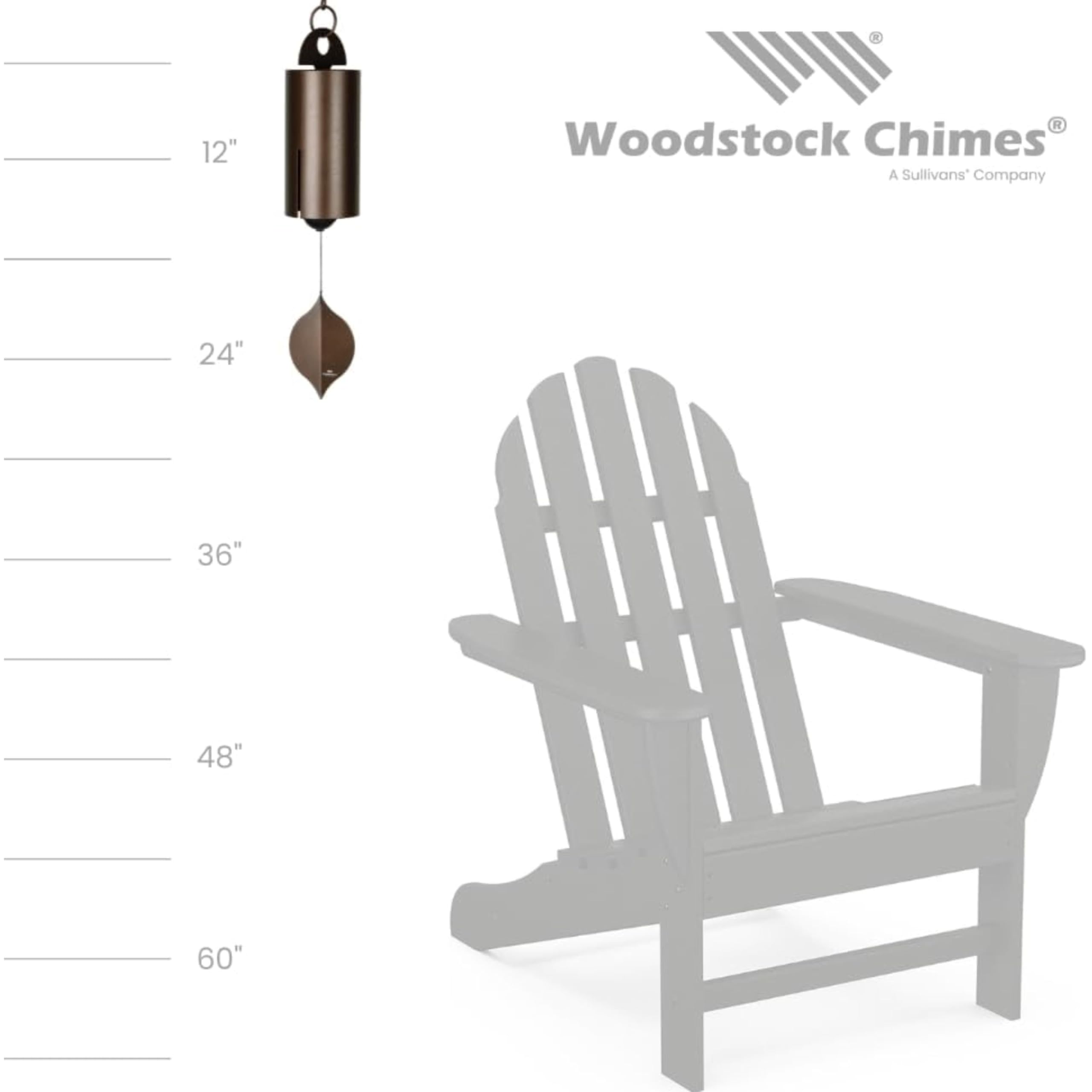 Woodstock Chimes patio windbell 24in copper enhances outdoor decor