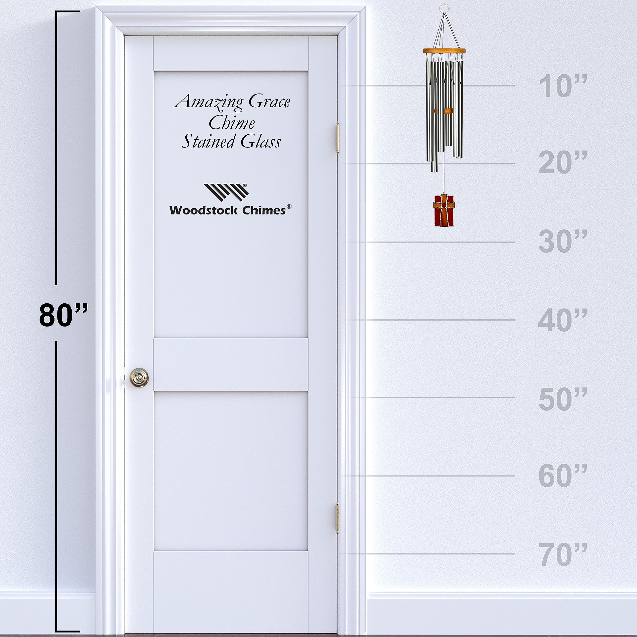 Woodstock Chimes stained glass cross wind catcher adds color and focal point