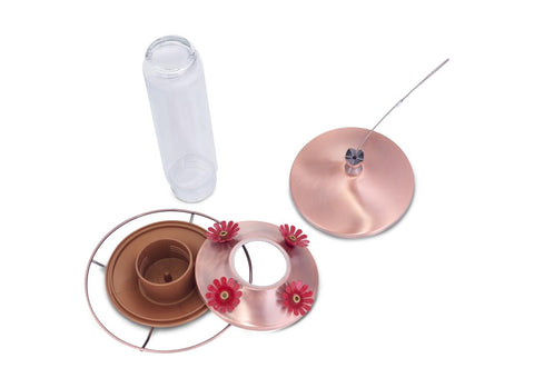 Woodstream Birdscapes easy-install hummingbird feeder installs quickly with a simple hanging mount.